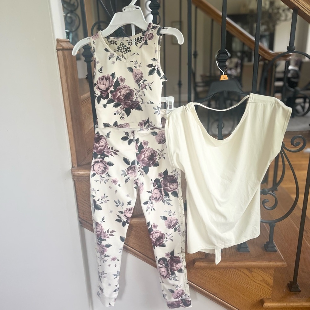 Joyfolie Floral Kids Matching Set - Cream and Purple